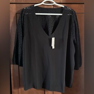 Reitmans Black Lace Sleeve Blouse